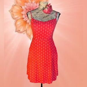SO Red Printed Spaghetti-Strap Mini Dress